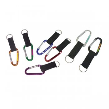 Custom 6cm Carabiner With Split Keyring And Nylon Strap Keychains