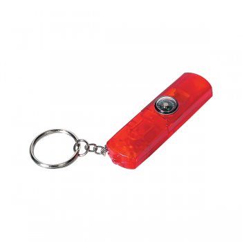 Customized Whistle, Light And Compass Keychains - Red