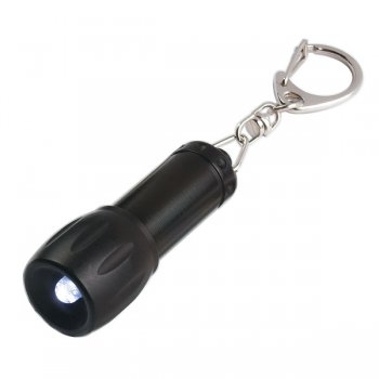 Custom Mini Aluminum Keychains With LED Lights- Black 