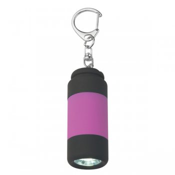 Custom Rubberized LED Light Keychains - Purple 