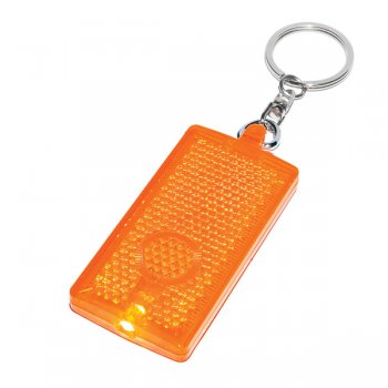 Personalized Rectangular LED Light Keychains  - Orange