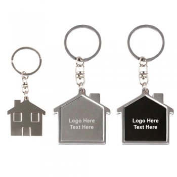 Personalized House Shape Chrome Metal Split Ring Key Holder