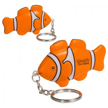 Custom Imprinted Clown Fish Stress Ball Keychains