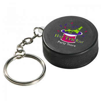 Custom Imprinted Hockey Puck Stress Reliever Keychains