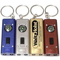 Personalized Slim Rectangular Flash Light With Compass Keychains