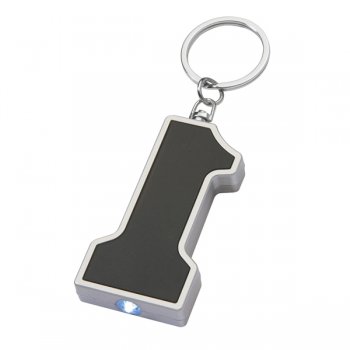 Custom #1 Shape LED Keychains - Black