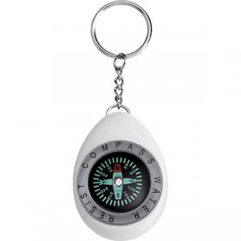 Custom Oval Compass / Keychain Rings - White