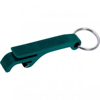 Promotional Mini Bottle & Can Opener / Keychain Rings - Dark Green