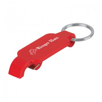 Custom Keychains With Slim Bottle Opener - Red